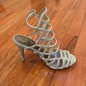 Silver, Sparkly, Dress Shoe.